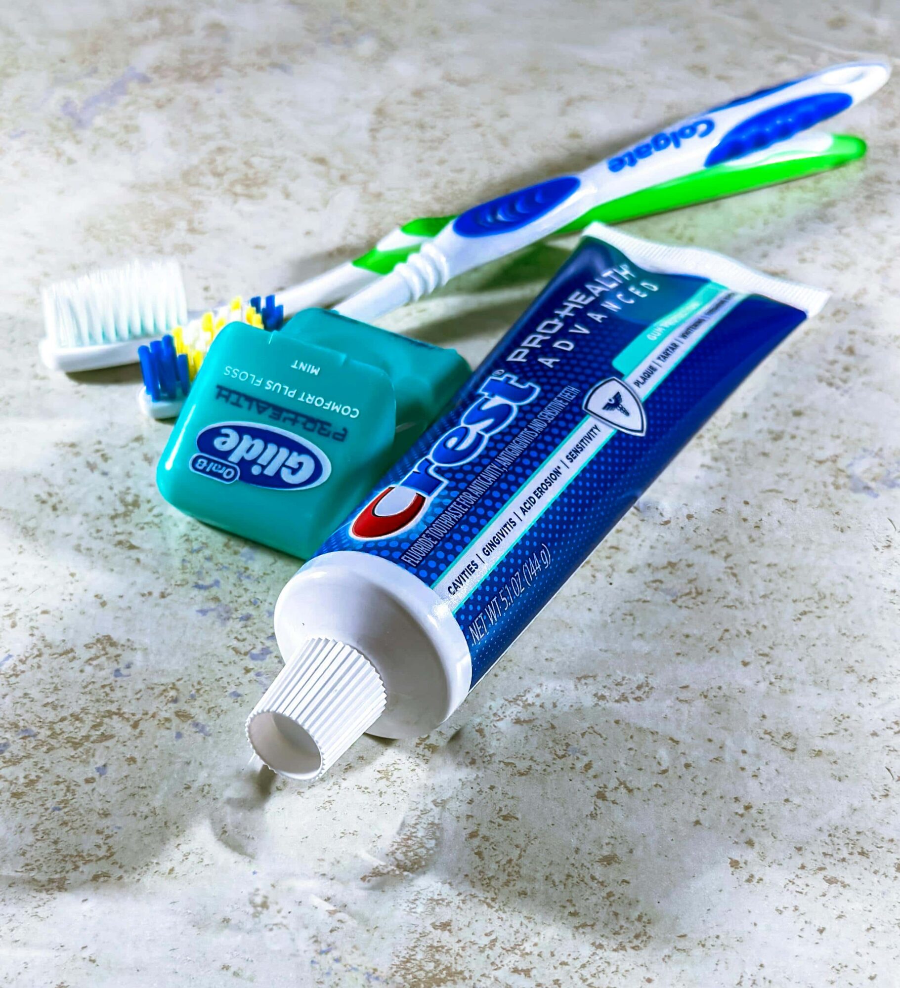 tooth brush and floss